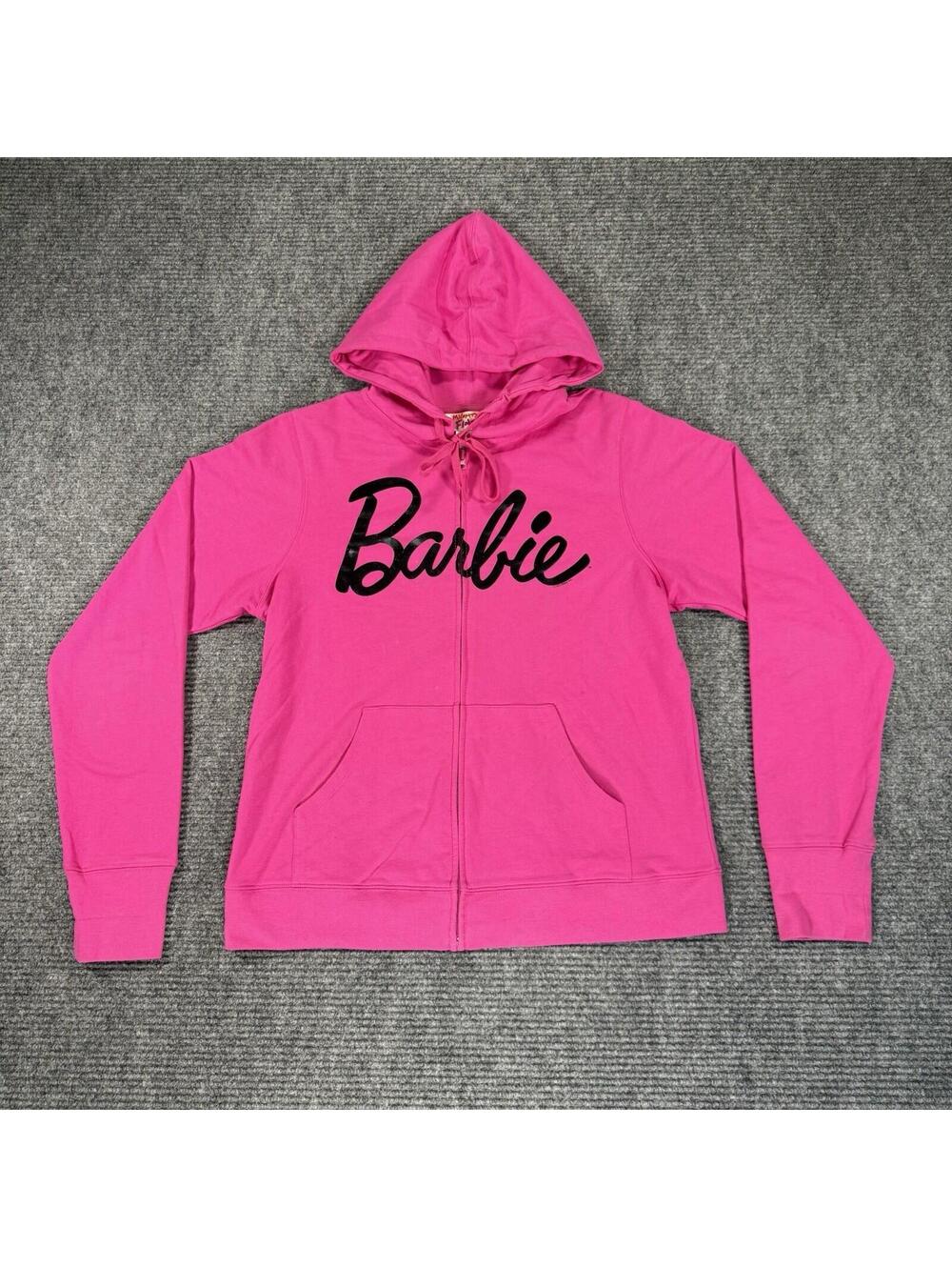 Vintage Mighty Fine Barbie Full Zip Hoodie XXL 2X VTG UEC Comfy Soft Hot Pink